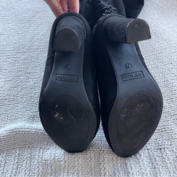 Top Moda Black Knee-High lace up Boots 7.5 - Picture 8 of 13